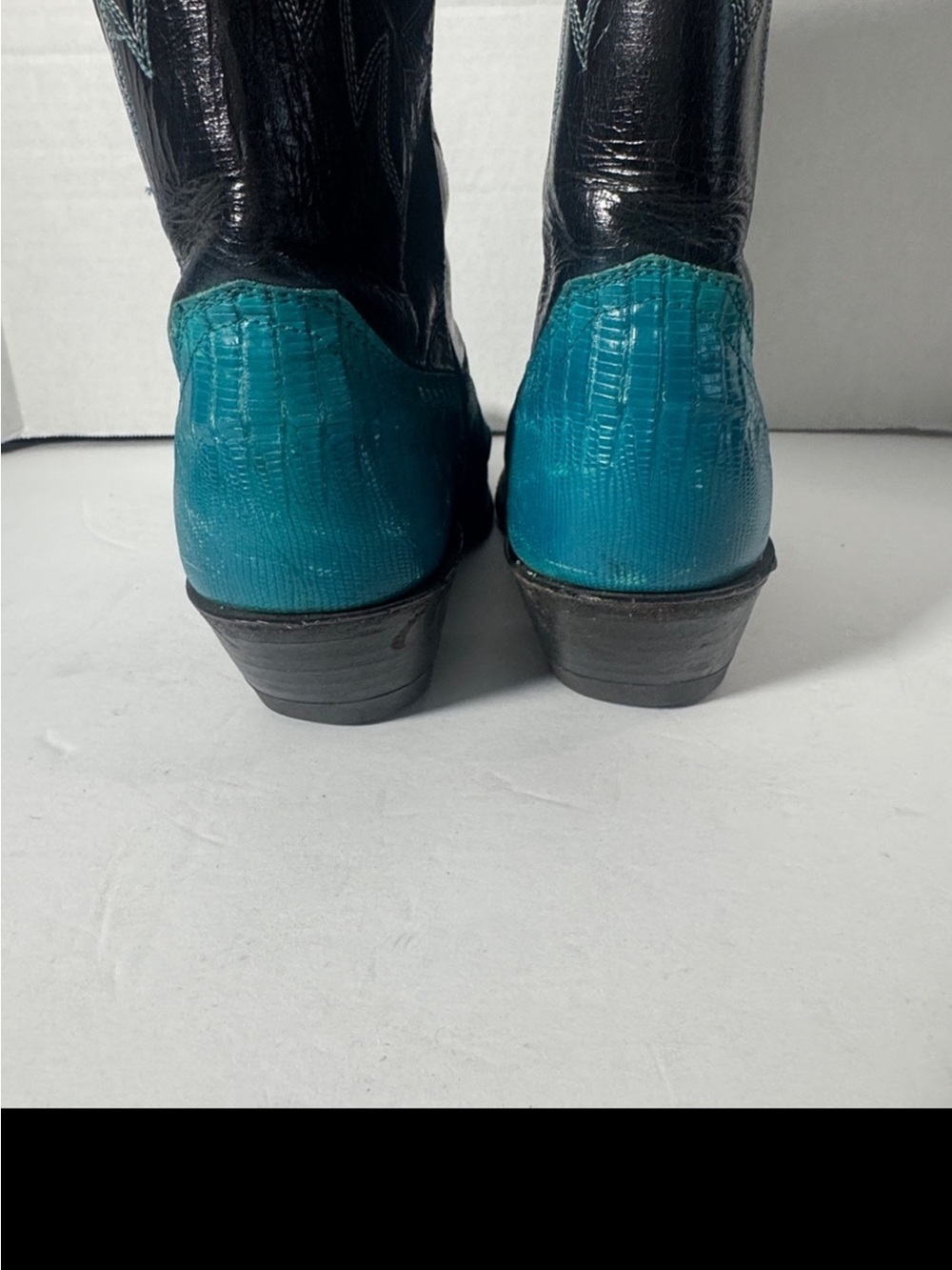 Justin Women's Boot Western Cowgirl Festival Sexy Size 7.5 Turquoise with Black - Picture 3 of 6